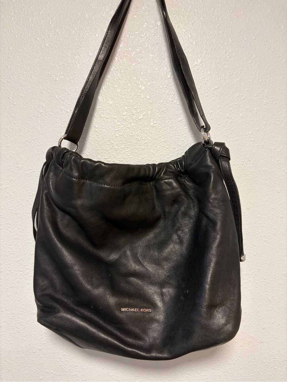 Michael Kors Black Leather Shoulder Hobo Bag